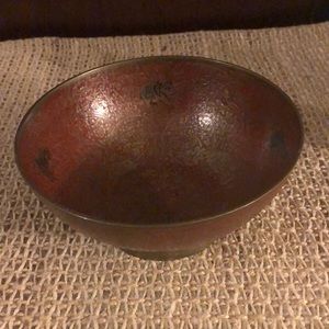 Brass pedestal small bowl embossed